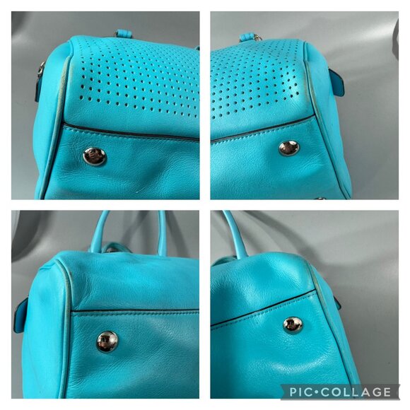 COACH # 23577 LEGACY PERFORATED Leather HALEY Satchel Bag ROBIN/CHALK - Picture 12 of 13